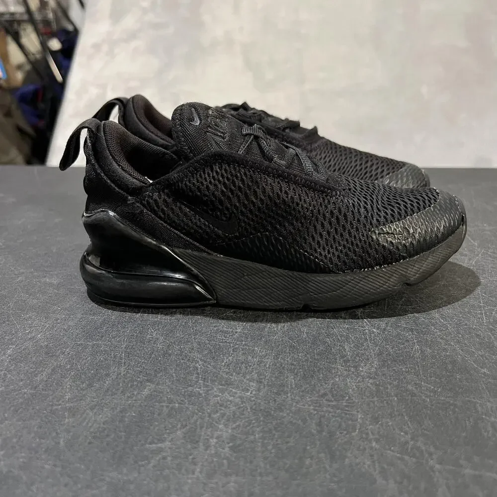 Nike Air Max 270 Shoes Youth Size 1Y Black Triple Black Mesh Sneakers AO2372-006